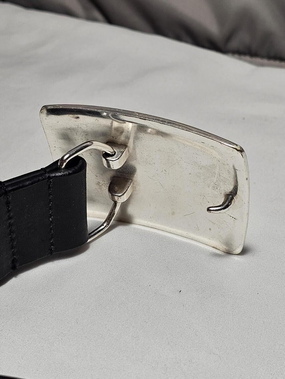 SILPADA Designs Black Italian Leather BELT Silver Square Buckle Womens Large - Picture 4 of 11